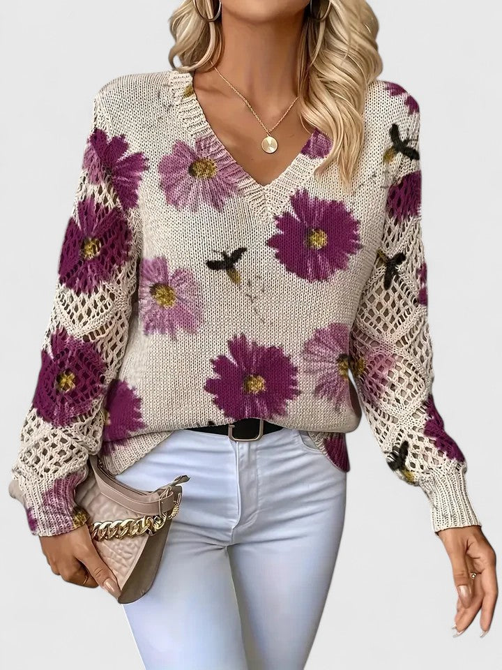 Beata - Élégant pull à fleurs