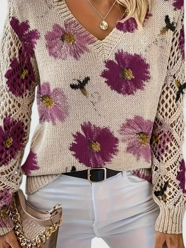 Beata - Élégant pull à fleurs
