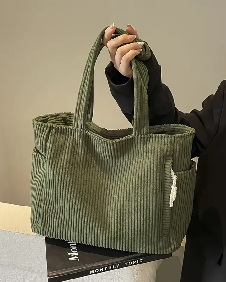 Inès | Sac cabas côtelé avec cordon de serrage