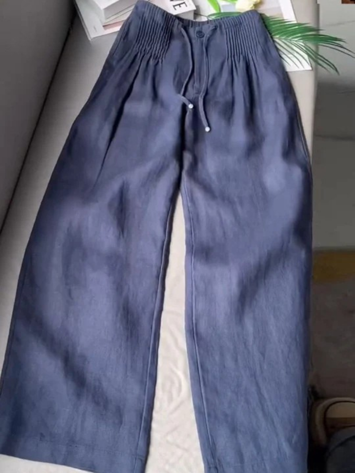 Camille – Pantalon ample en coton et lin
