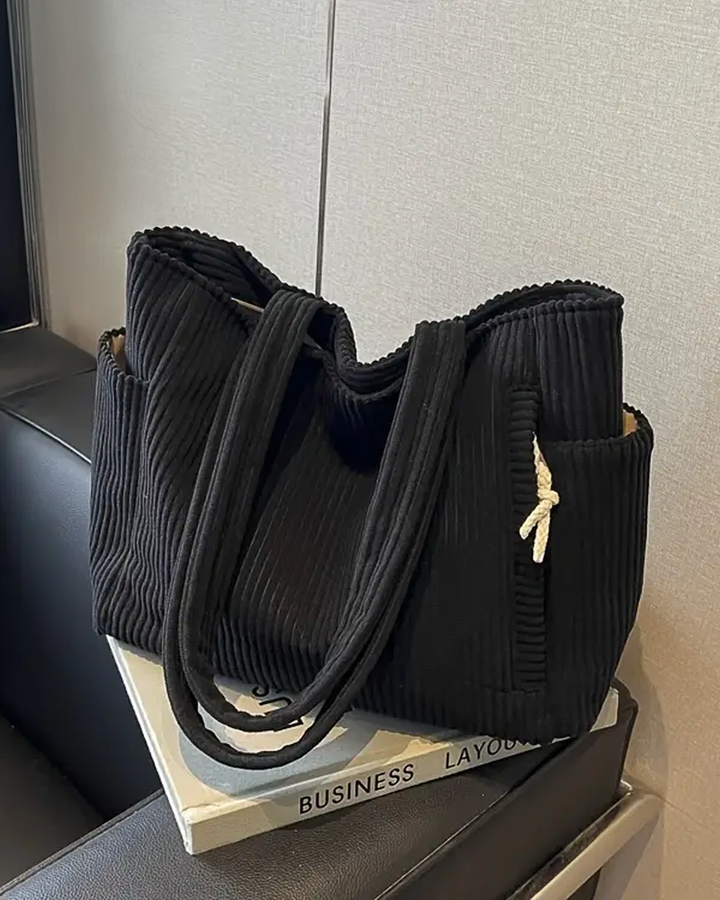 Inès | Sac cabas côtelé avec cordon de serrage