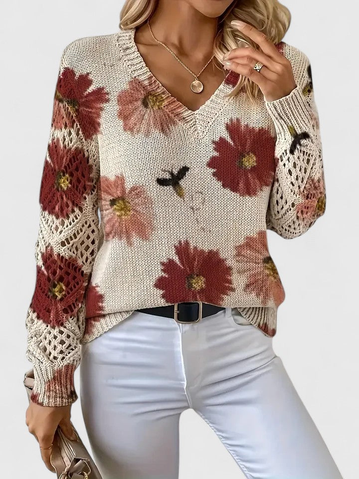 Beata - Élégant pull à fleurs