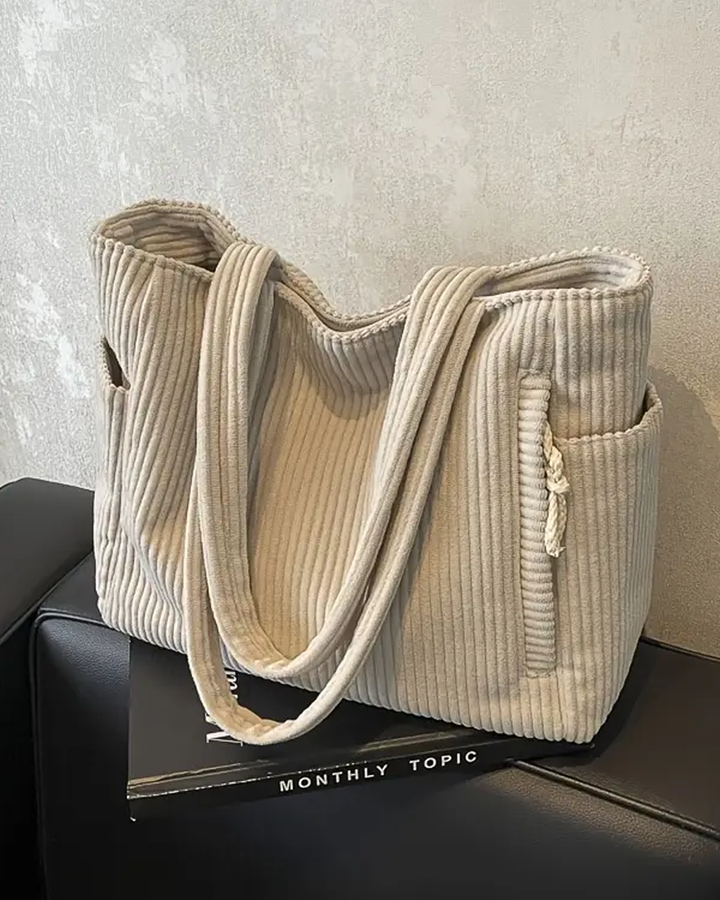 Inès | Sac cabas côtelé avec cordon de serrage