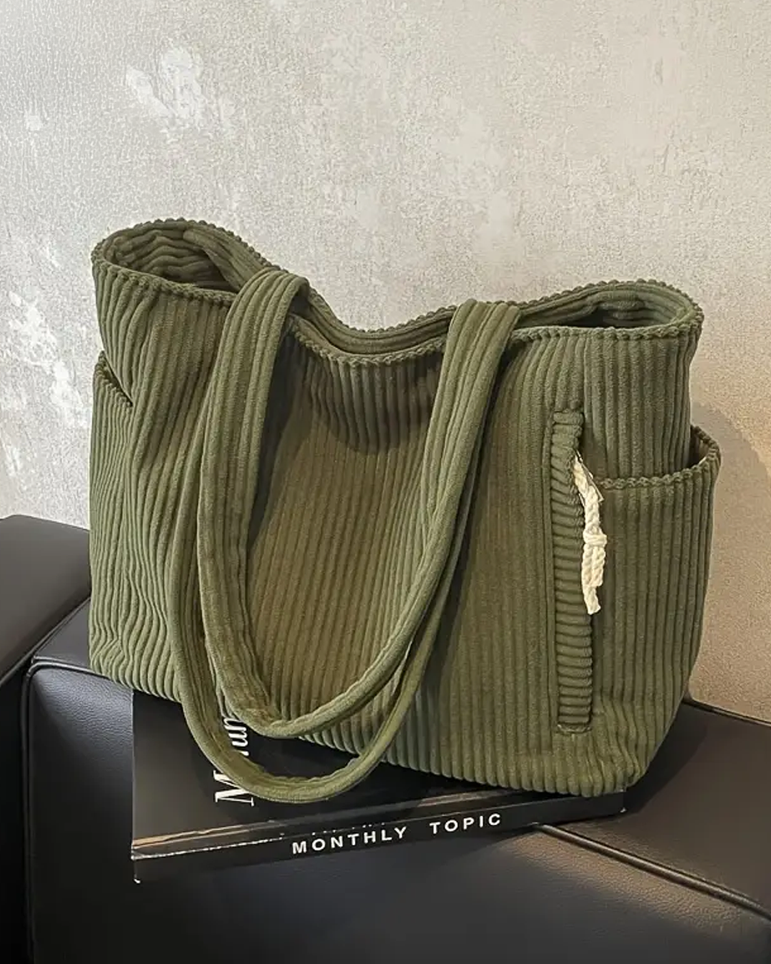 Inès | Sac cabas côtelé avec cordon de serrage