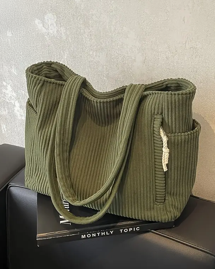Inès | Sac cabas côtelé avec cordon de serrage