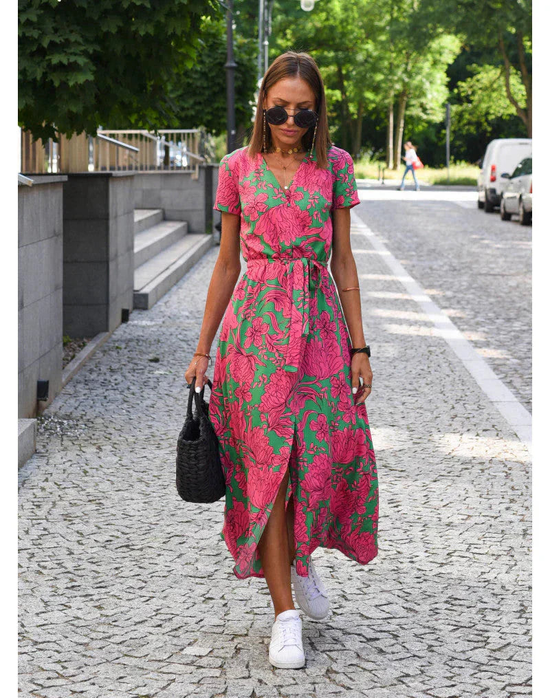 Serelina | Robe élégante à décolleté en V avec effet ventre plat