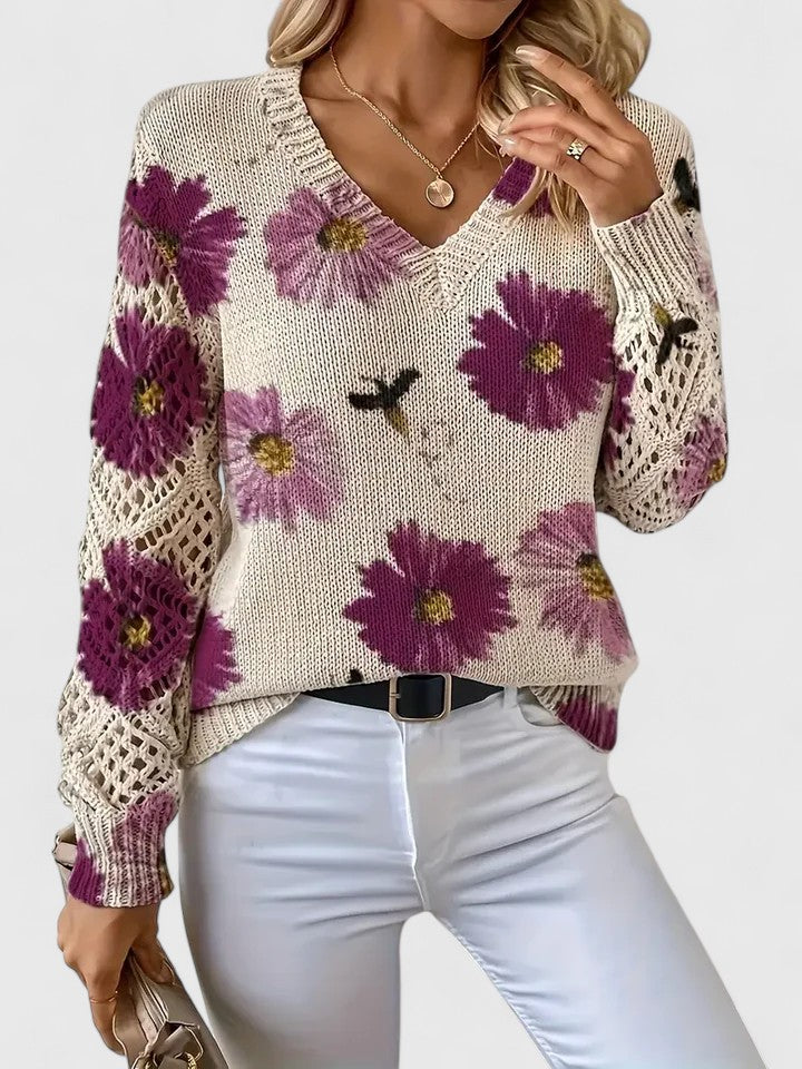 Beata - Élégant pull à fleurs