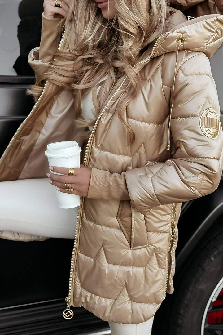 Colette | Veste matelassée longue et chaude avec capuche enveloppante