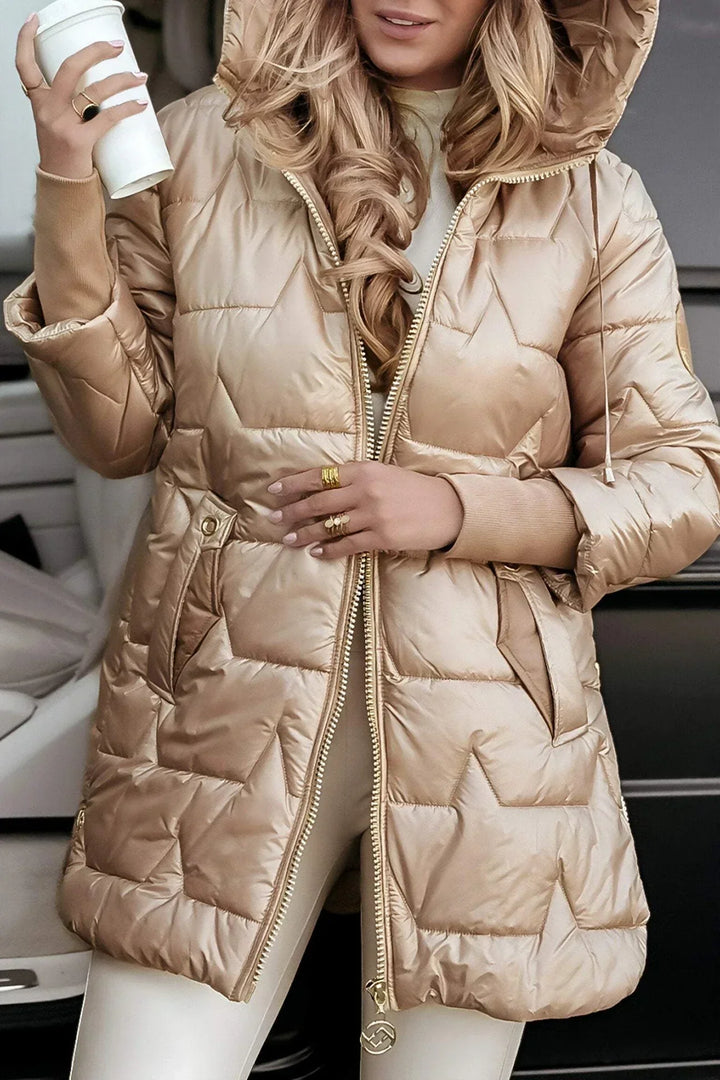 Colette | Veste matelassée longue et chaude avec capuche enveloppante