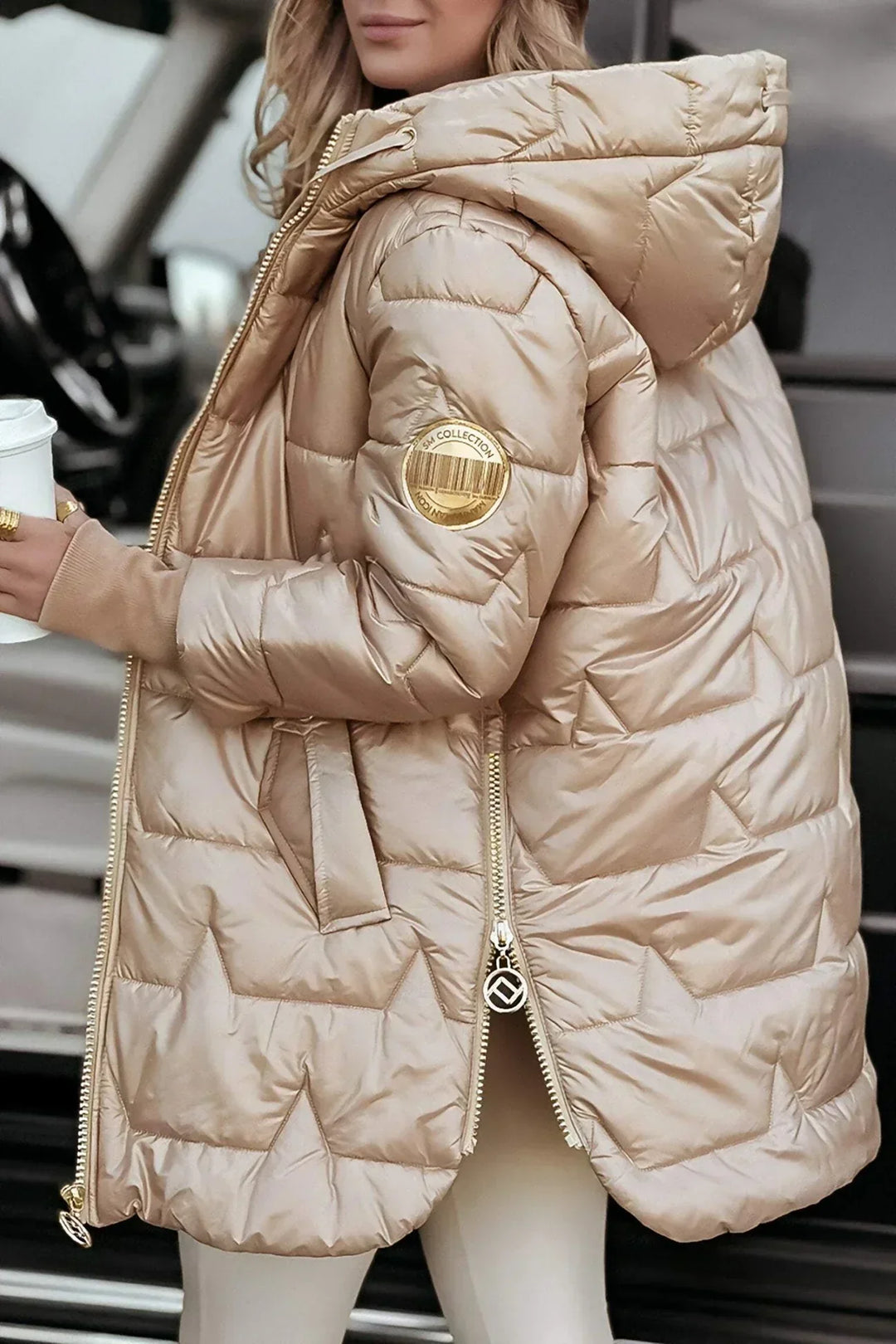 Colette | Veste matelassée longue et chaude avec capuche enveloppante