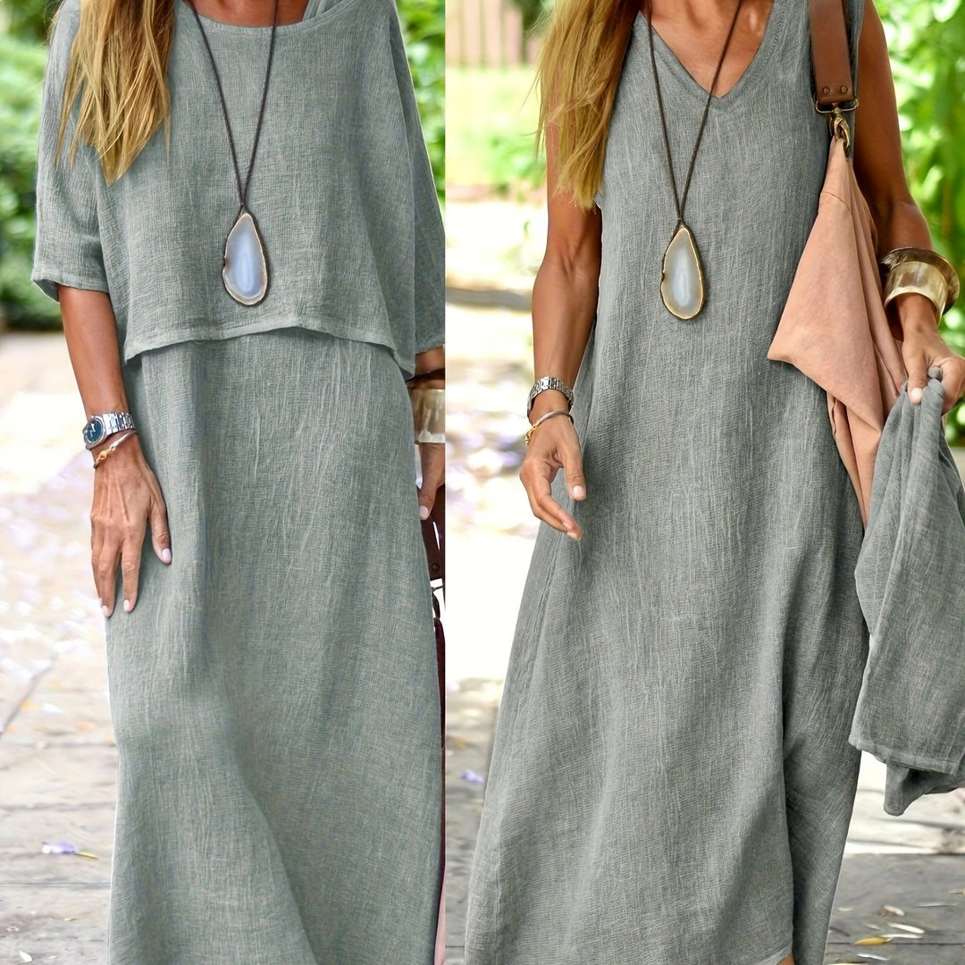 Aurélie – Robe Longue en Lin Deux-en-Un