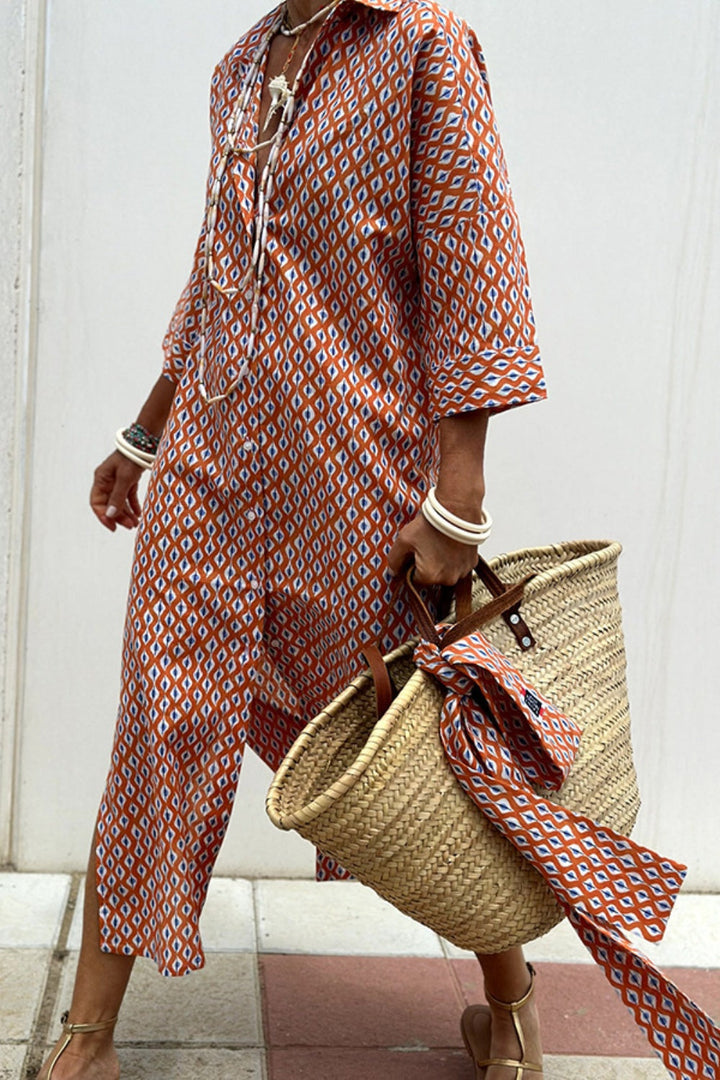 Anne - Robe élégante chemise à carreaux