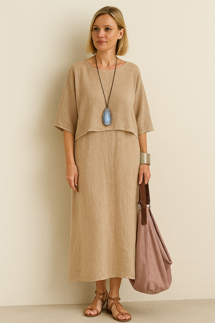 Aurélie – Robe Longue en Lin Deux-en-Un
