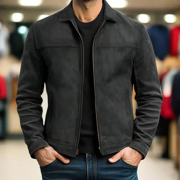 André | Veste en cuir intemporelle à fermeture zippée