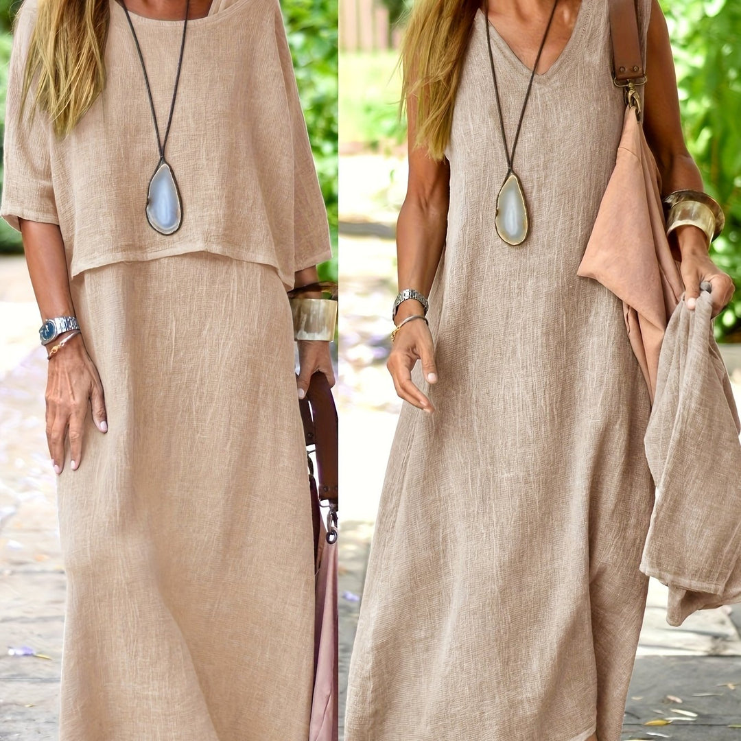 Aurélie – Robe Longue en Lin Deux-en-Un