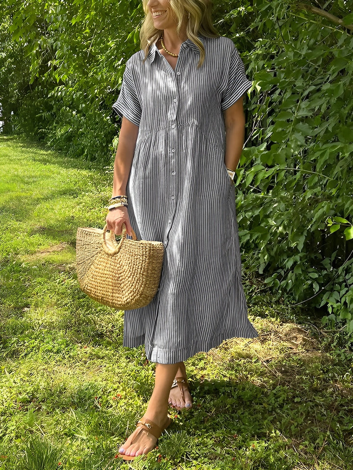 Lunara – Robe chemise rayée décontractée
