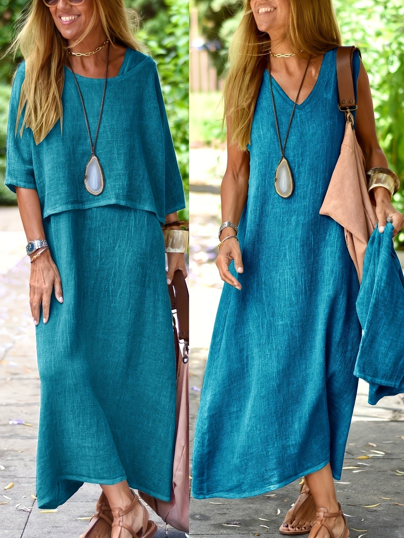 Aurélie – Robe Longue en Lin Deux-en-Un