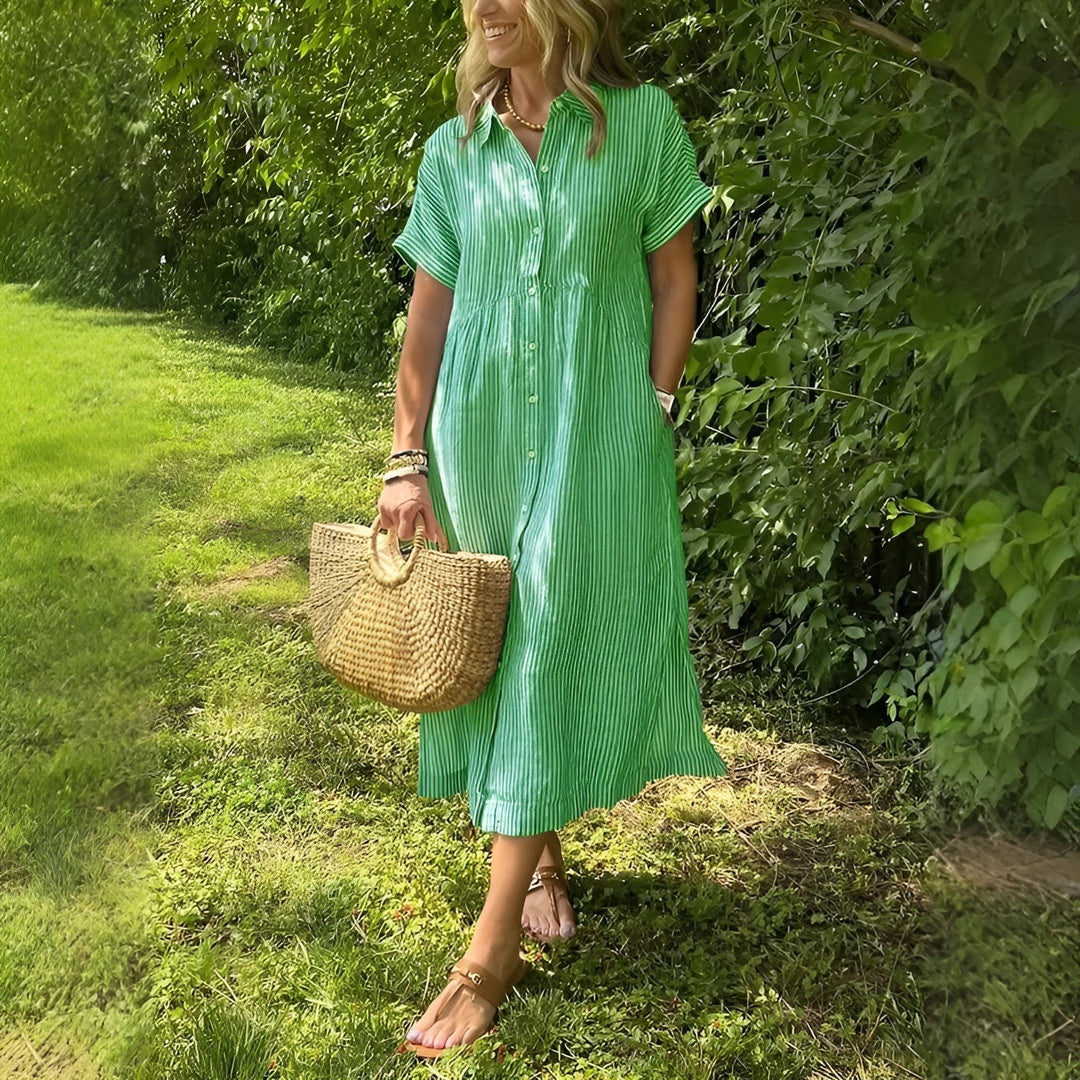 Lunara – Robe chemise rayée décontractée
