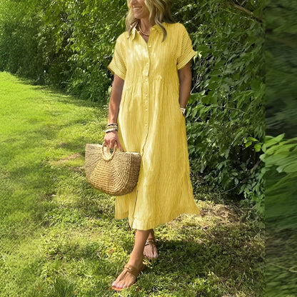 Lunara – Robe chemise rayée décontractée