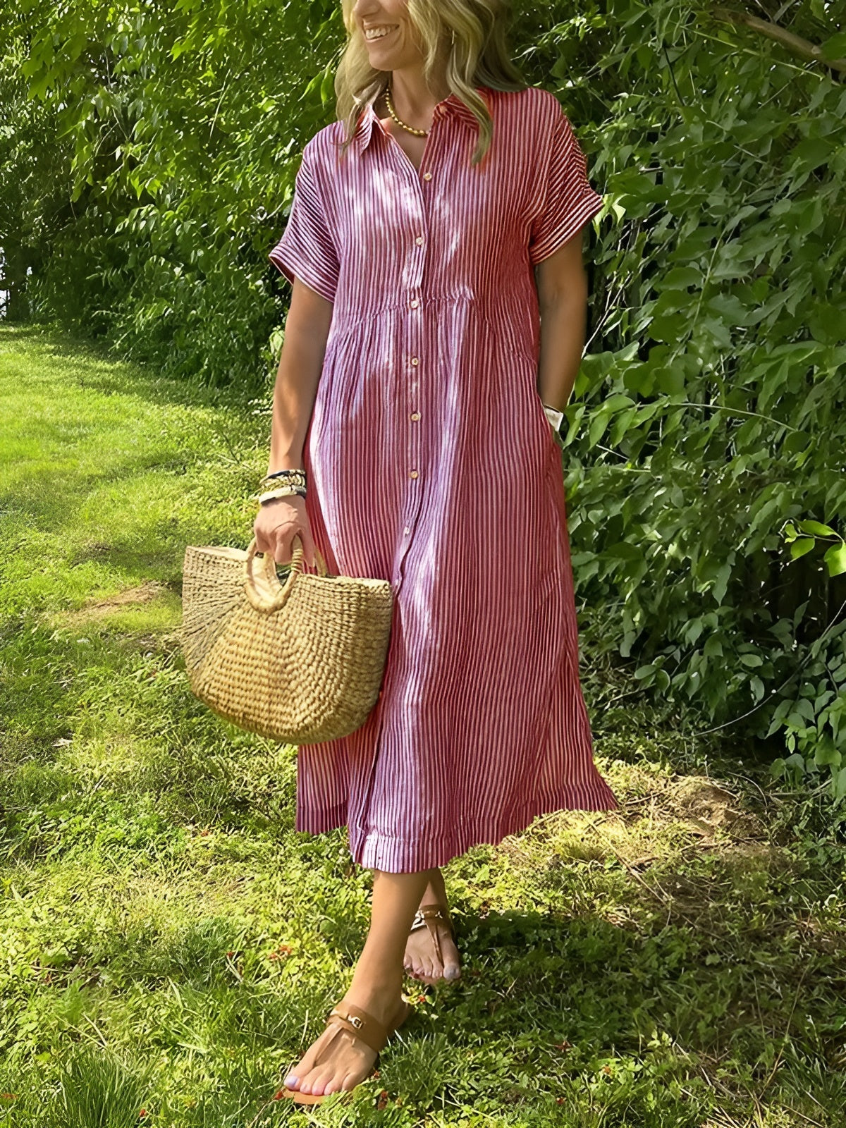 Lunara – Robe chemise rayée décontractée