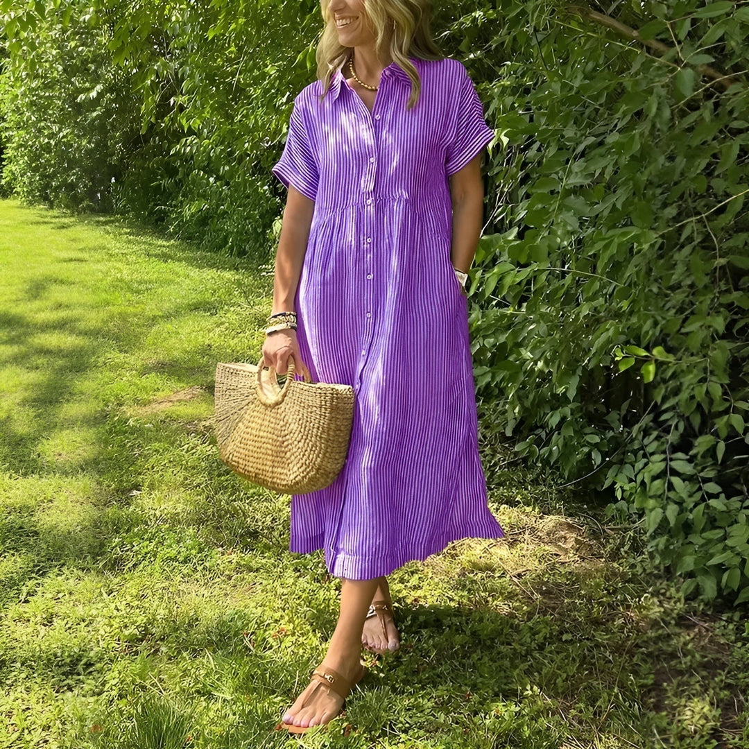 Lunara – Robe chemise rayée décontractée