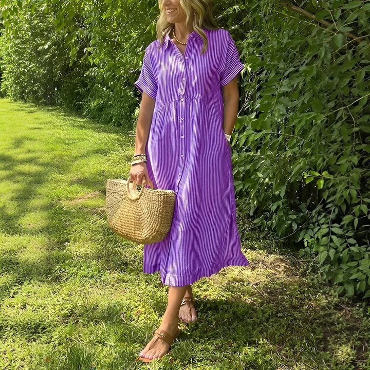 Lunara – Robe chemise rayée décontractée