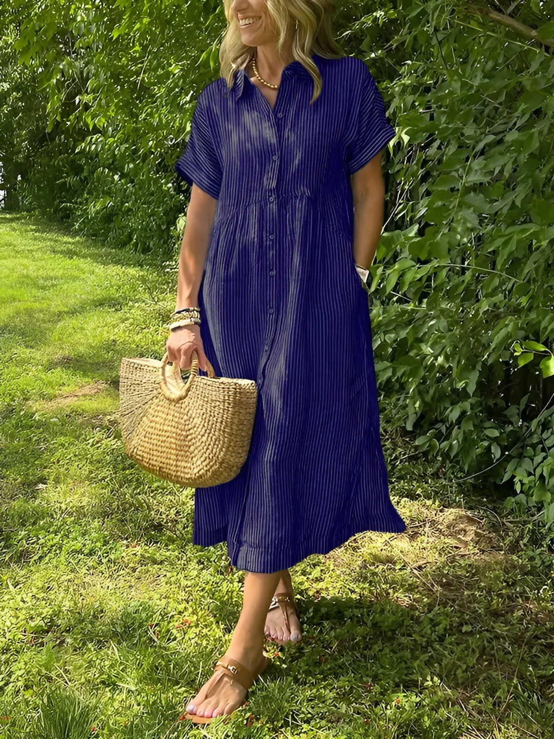 Lunara – Robe chemise rayée décontractée