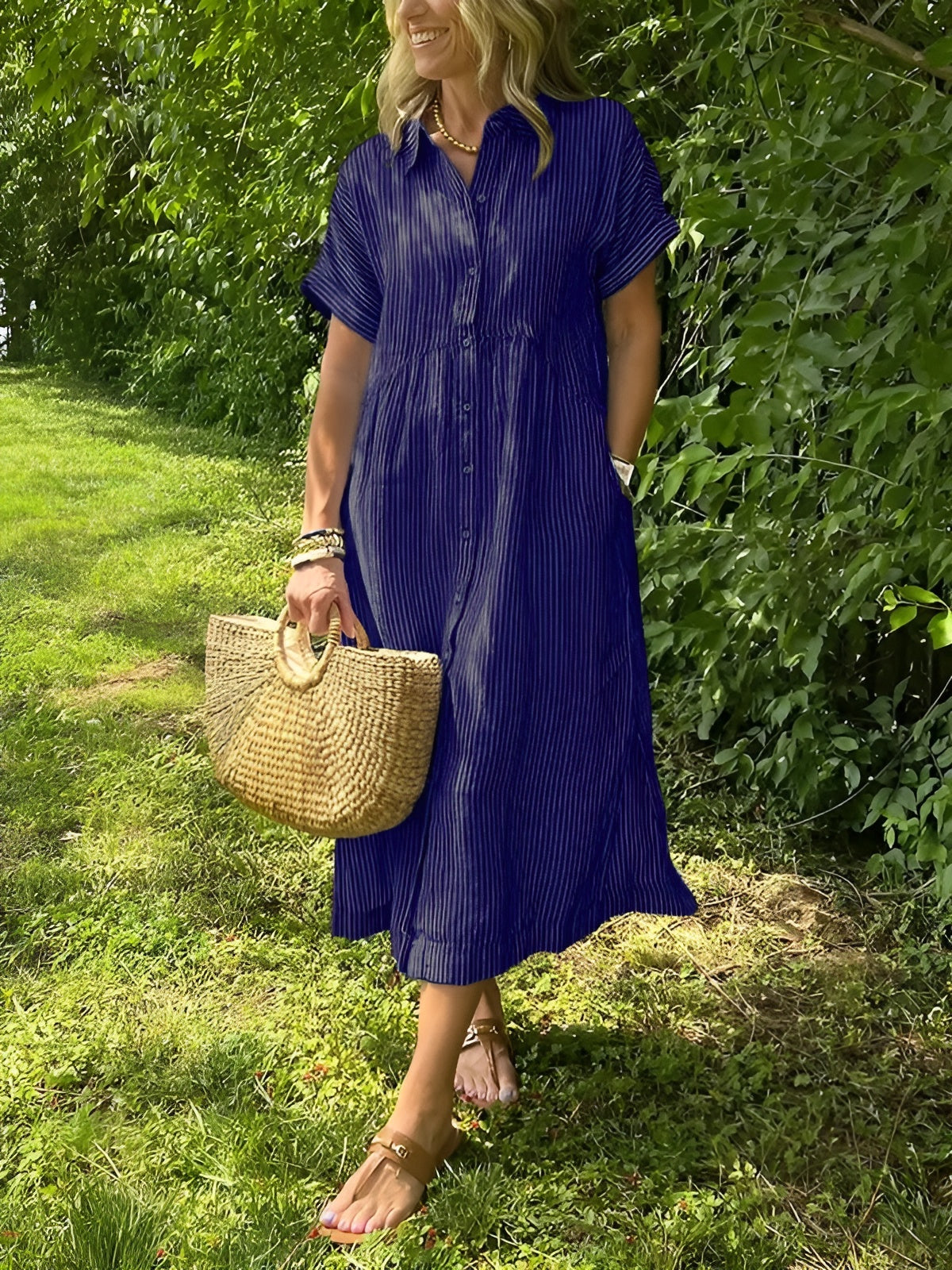 Lunara – Robe chemise rayée décontractée