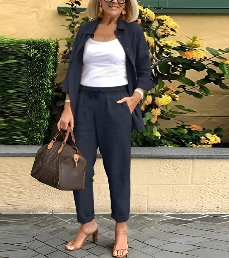 Martina - Ensemble Chemise et Pantalons en Lin et Coton