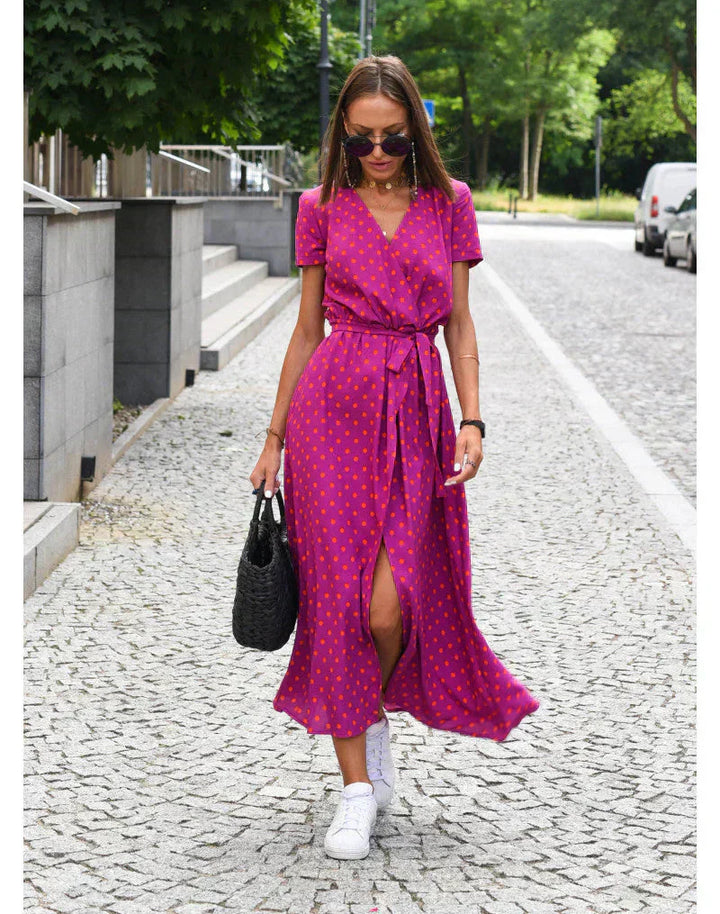 Serelina | Robe élégante à décolleté en V avec effet ventre plat