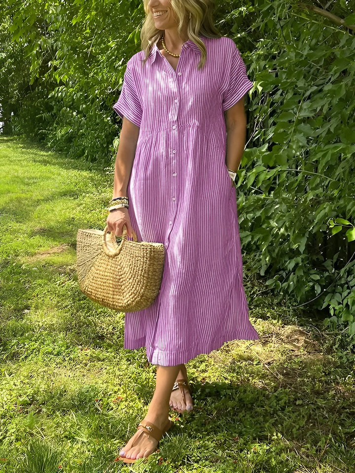 Lunara – Robe chemise rayée décontractée