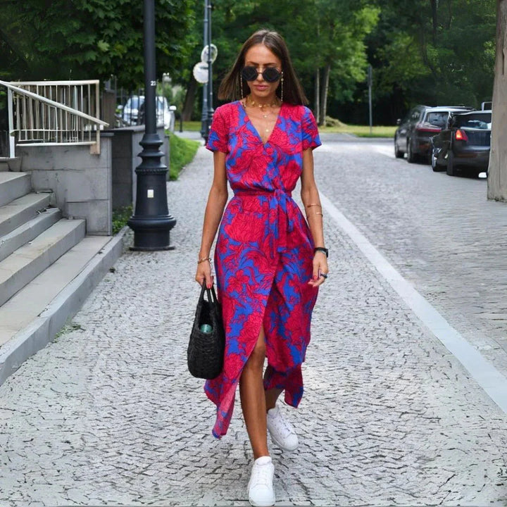 Serelina | Robe élégante à décolleté en V avec effet ventre plat