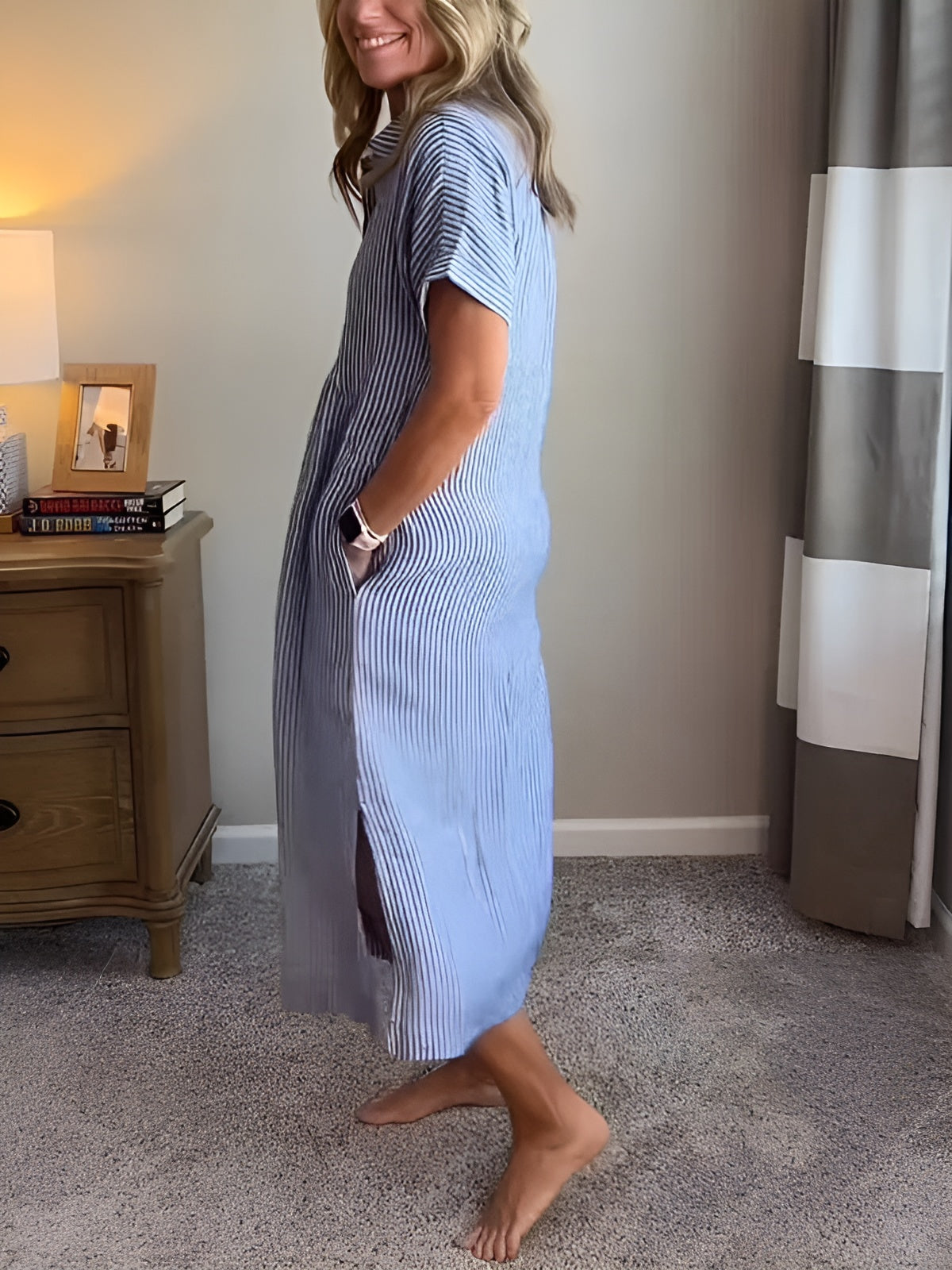 Lunara – Robe chemise rayée décontractée