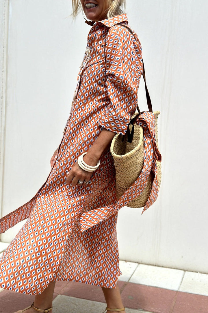 Anne - Robe élégante chemise à carreaux