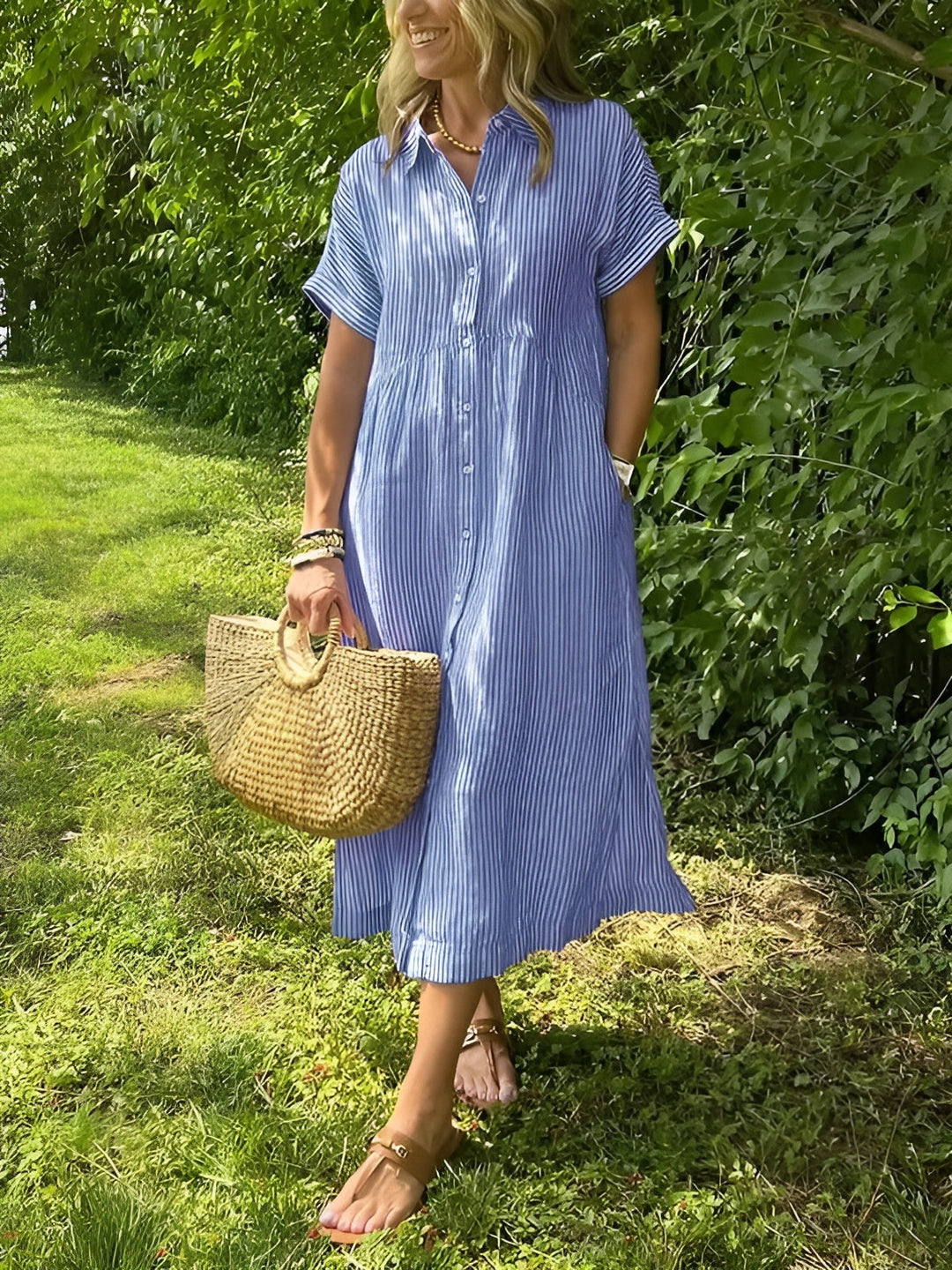 Lunara – Robe chemise rayée décontractée
