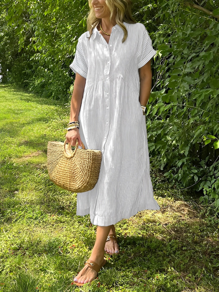 Lunara – Robe chemise rayée décontractée