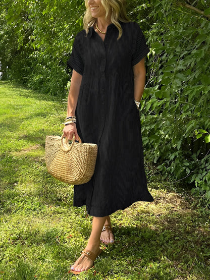 Lunara – Robe chemise rayée décontractée