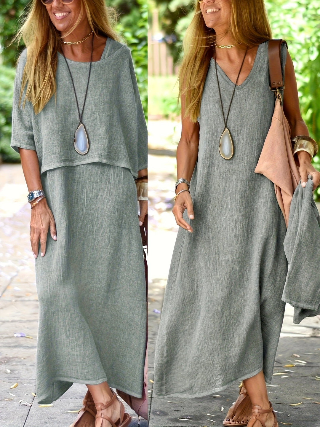 Aurélie – Robe Longue en Lin Deux-en-Un