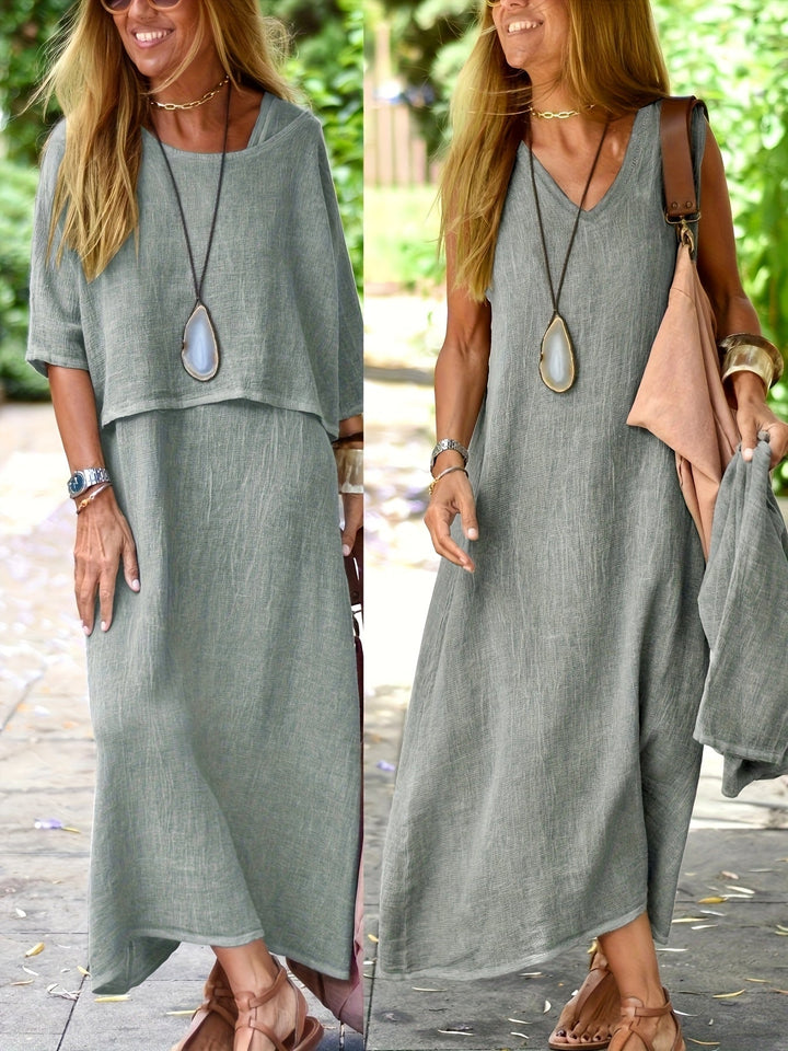 Aurélie – Robe Longue en Lin Deux-en-Un