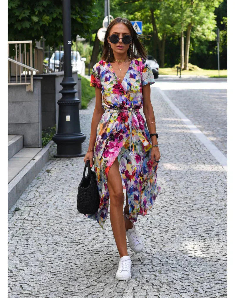 Serelina | Robe élégante à décolleté en V avec effet ventre plat