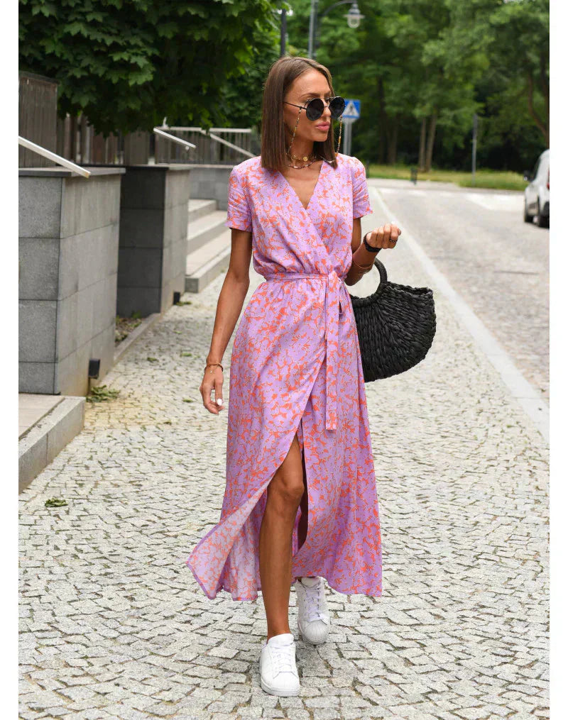 Serelina | Robe élégante à décolleté en V avec effet ventre plat